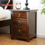 简美丽家 美式实木床头柜边柜三抽屉储物小柜子置物卧室家具带锁三屉柜 JM306-3带三把锁 组装