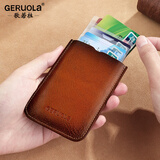 歌若拉2026新款卡包男式超薄真皮便捷收纳银行卡夹装银放卡钱包公交卡套 黄棕色-头层牛皮