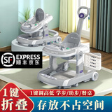 赟娅2025款学步车1-3岁防o型腿婴儿多功能助步车儿童可折叠手推防侧翻 升级呵护版灰+餐盘+音乐+推把+四档调节