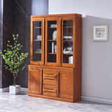 光明家具 实木书架北美红橡木书架现代中式带门书架书房家具 6373 三门书柜6373-135