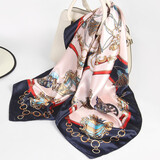 达芬奇密码丝巾仿真丝围巾女春夏款防晒披肩送妈妈礼物礼盒装生日礼物 时尚哎玛 深蓝