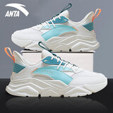 安踏（ANTA）男鞋运动鞋2025官方新款复古潮流跑步鞋休闲老爹鞋子 象牙白/河水蓝/丝蓝绿 41