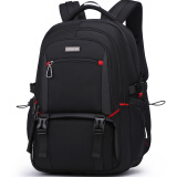 Edison高中生书包大容量初中大学生防泼水双肩包旅行背包 K052-7G黑色
