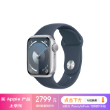 Apple/苹果 Watch Series 9 智能手表GPS款41毫米银色铝金属表壳 风暴蓝色运动型表带M/L MR913CH/A