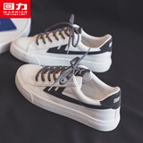回力女鞋小白鞋女百搭冬季新款帆布鞋女低帮板鞋男学生休闲鞋潮鞋子女 白黑色反光帆布款 36 女生偏大，建议拍小一码