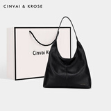 CinvaiKrose包包女包轻奢侈托特包女士包2025大容量百搭通勤单肩包新年礼物 黑色