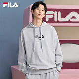 FILA 斐乐官方情侣款连帽卫衣秋季新款纯棉宽松针织长袖上衣加绒 【加绒】云雾花灰-MG S