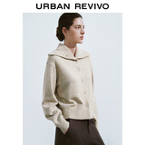 UR秋冬新款女装时尚简约气质高立领针织开衫UWM940018 浅卡其 L