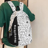玛嘎 书包女ins小众原宿涂鸦设计双肩包初中高中小学生大容量旅行背包