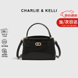 CHARLIE&KELLI CK品牌包包女包鳄鱼纹凯莉包单肩腋下包女士2024新款手提斜挎包 黑色【京仓配送 赠礼盒+袋】