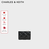 CHARLES&KEITH柔软菱格多卡位短款钱包女生日礼物520礼物CK6-50770524-2 Black黑色 XXS