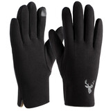 美利保（MEILIBAO） 男士女士秋冬季手套 保暖加绒手套户外电动车骑行手套 黑色小鹿（男士）触屏