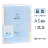文谷(Wengu)a5活页本笔记本子记事本可拆卸活页夹20孔60张横线内芯四色索引分隔页 蓝色B17-A5/C