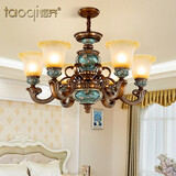 韬齐 欧式吊灯美式客厅灯卧室餐厅灯大气别墅灯挑空高级奢华复古灯具 【6头】适用12-18m²（带遥控） 全光谱三色LED灯泡