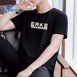 鸿星尔克（ERKE）男装短袖t恤2025秋季红星男士polo衫休闲透气运动跑步上衣白色R 正黑1229 L
