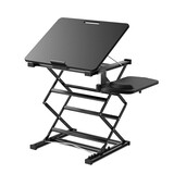 OMAX站立式电脑桌升降笔记本电脑支架折叠工作台桌面增高架可调角度 S5黑色木板桌面（带鼠标板）