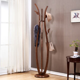 法兰思佳（FALANSIJIA） 法兰思佳 全实木衣帽架三杆美式落地挂衣架时尚衣服架子家用卧室 胡桃色