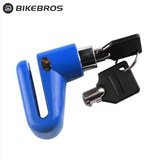 BIKEBROS山地自行车锁电动电瓶车锁摩托车碟刹锁防盗单车锁 带锁架蓝色