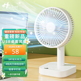 Hulker 大扇面桌面小风扇USB可充电台式办公室学生宿舍床头大风力便携电风扇 升级七叶羽静音风扇 【升级款】6寸插电+4档定时