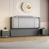 新款床头2024软包简约现代实木轻奢科技背板靠背落地超薄单买 床头+岩板柜2个【备注颜色面料】 两米宽度床头