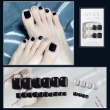 美杜 穿戴甲脚指甲美甲贴夏天满钻光疗脚指甲手工贴钻美甲片甲片 经典黑色 24片