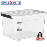 SPACEXPERT 衣物收纳箱塑料整理箱80L透明 1个装 带轮