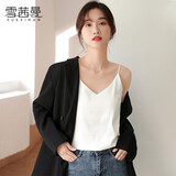 雪茜曼吊带背心女冰丝缎面内搭无袖上衣秋冬宽松性感V领西服内搭打底衣