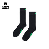 Happy Socks女男士秋冬季款情侣纯色系列黑色穿搭袜子运动袜时尚中筒袜子 黑色绿 1双 M 36-40