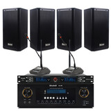 舒乐迪（shuledi）会议室音响套装会议音箱酒店商铺学校舞蹈教学培训演说演出背景音乐壁挂落地两用可上门安装 8英寸音箱4只套装+2话筒(用于200平方内包安装