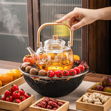 琦轩源围炉煮茶电陶炉套装器具蒸煮一体茶壶室内家用罐罐煮茶壶 墨宇电陶炉(雅黑)+枫梭提梁壶