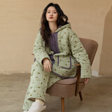 族玛士连帽三层夹棉睡衣女士秋冬季2026新款加绒加厚大码家居服套装冬天 S83765#【短款】连帽套装-薄荷香 M 【建议80-120斤/150-165CM】