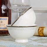 红牡丹 陶瓷餐具4.5英寸米饭碗金边汤碗家用碗具高脚防烫创意吃饭碗 风华正茂高脚碗6个（骨瓷） 4.5英寸