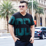 豪朗格（Haolangge）新款潮牌大码男装胖子短袖t恤加肥加大男简约时尚衣服肥佬体恤棉 TX093黑色 4XL (210-230斤)