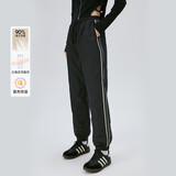 艾莱依羽绒裤女款拼接收腰束脚裤轻盈保暖耐寒通勤长裤 炭黑 S