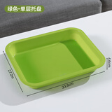 茶花长方形塑料茶盘托盘简约排水家用创意功夫茶具 大号单层-绿色