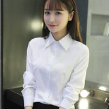 奕卬白衬衫女职业夏短袖正装工装半袖工作服衬衣女加绒修身面试 白色长 XL