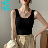 NOMe吊带背心女春夏内搭外穿螺纹弹力无袖背心上衣 黑色【圆领】 L
