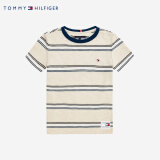 TOMMY HILFIGER汤米童装男女童夏季横纹短袖T恤 白色 110 /4【建议身高98-104cm】
