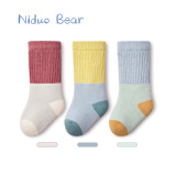 尼多熊儿童袜子男女童婴儿秋冬毛圈棉袜中长筒新生儿透气舒适宝宝堆堆袜