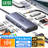 绿联Type-C扩展坞USB-C转HDMI拓展坞60Hz网线音频转接头VGA分线器hub读卡器适用苹果15华为联想笔记本