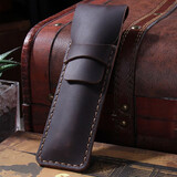 英雄（HERO） 钢笔签字笔墨水笔绒布笔袋/手工真皮笔套 手工咖啡色真皮笔袋【单笔装】