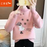 红蜻蜓针织衫女加厚毛衣女2026年春季新款秋季女装半高领打底衫女士上衣 粉色长袖 均码 【适合80-145斤】