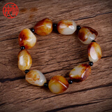 映和 新疆和田玉籽料手串白玉原石手链随形原籽带皮羊脂玉手串男女款带证书 籽料多皮隔珠款