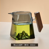 天喜（TIANXI）公道杯玻璃茶道杯带茶漏家用分茶器加厚耐热茶具配件套装茶海公杯 青灰观山公道杯350ml