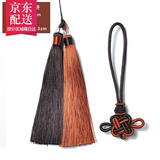 观玉双拼冰丝流苏穗子吊穗中国结书签手机链挂件饰品 深咖浅咖双拼加中国结