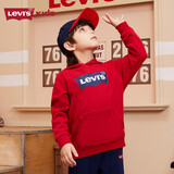Levi's 李维斯童装男女童连帽经典蝙蝠标卫衣春秋纯棉儿童舒适针织上衣 辣椒红 130 /64 【建议身高116-122cm】