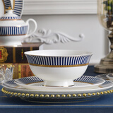 瑞玖家用米饭碗单个面碗骨瓷高脚吃面防烫汤碗陶瓷碗套装小碗餐具 深蓝之恋6英寸高足面碗