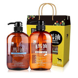 蝶印日本马油洗发水无硅油去屑止痒修护男女控油洗发露洗护套装进口 （礼盒）清爽洗发水+保湿沐浴露