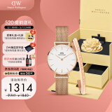 丹尼尔惠灵顿（DanielWellington）DW女表28mm欧美简约白盘石英腕表520礼物DW00100219+小手镯