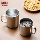 无印良品（MUJI）不锈钢双层马克杯 咖啡杯 办公室水杯杯子保温保冷 银色 380ml